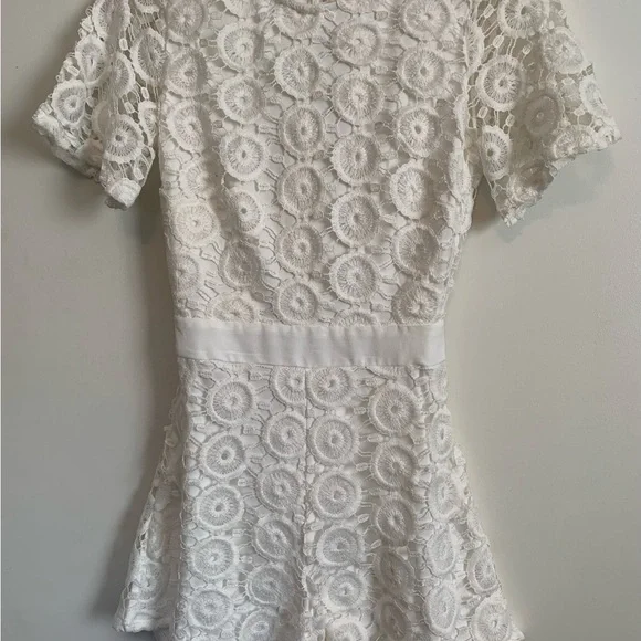 White Lace Romper coastal cowgirl beach chic NWT backless XS Oh My Love Summer - Picture 12 of 13